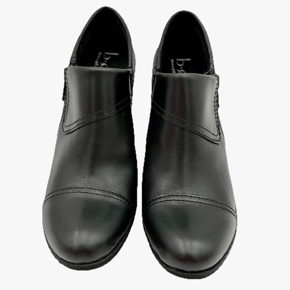 B.O.C. Born Concept Ankle Booties Heels Women 6 Black Leather Chunky Biker Zip - Picture 2 of 10